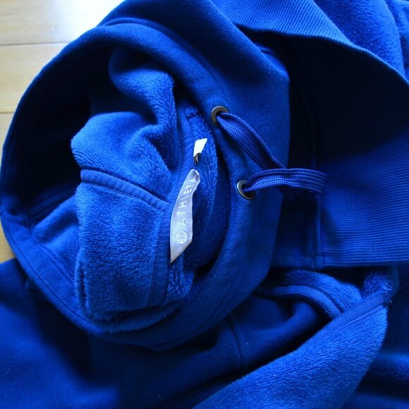 Athleta Hoodie Womens XS Blue Sweatshirt Pocket Side Slits Activewear - Picture 5 of 12